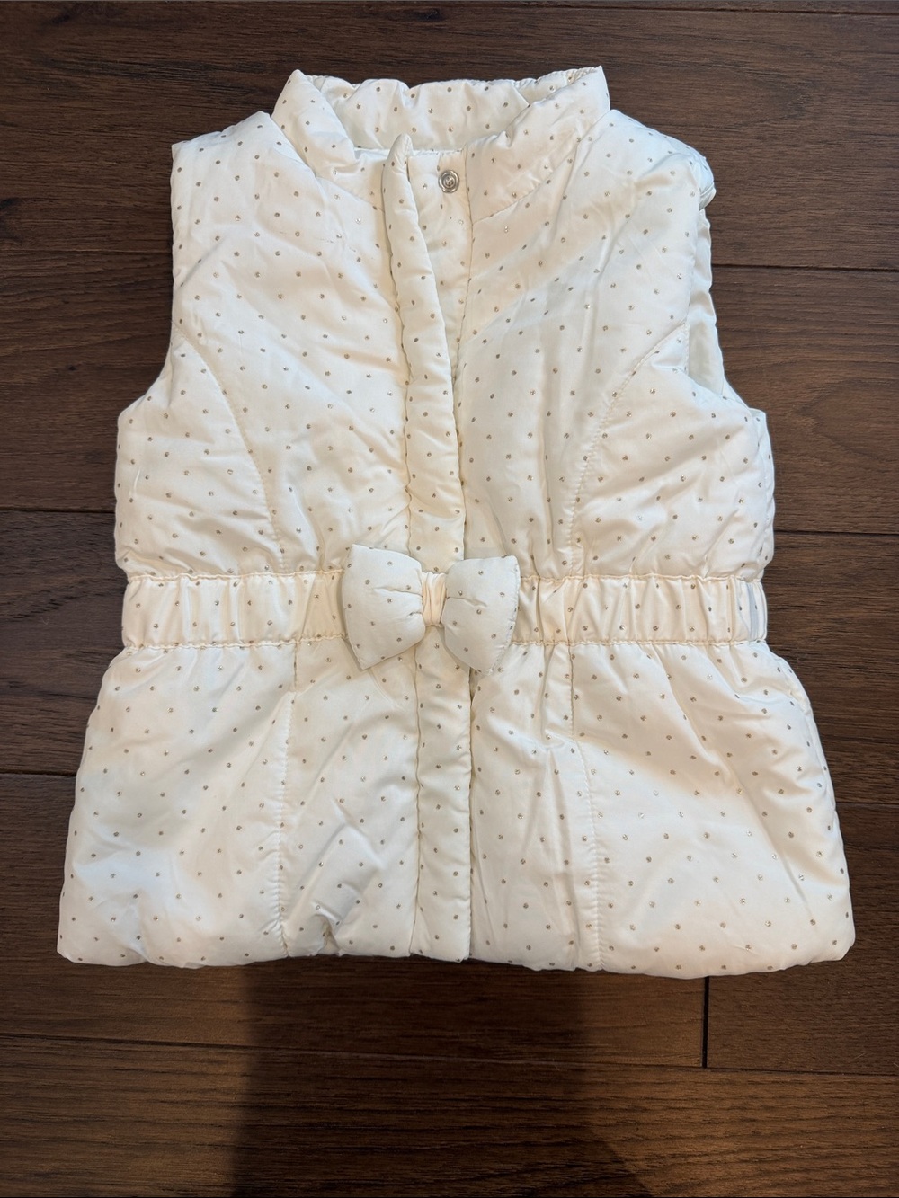 Mud Pie Cream Puffer Bow Vest Accents Size Medium 24 Month - 2/3T - NWT - C8-117